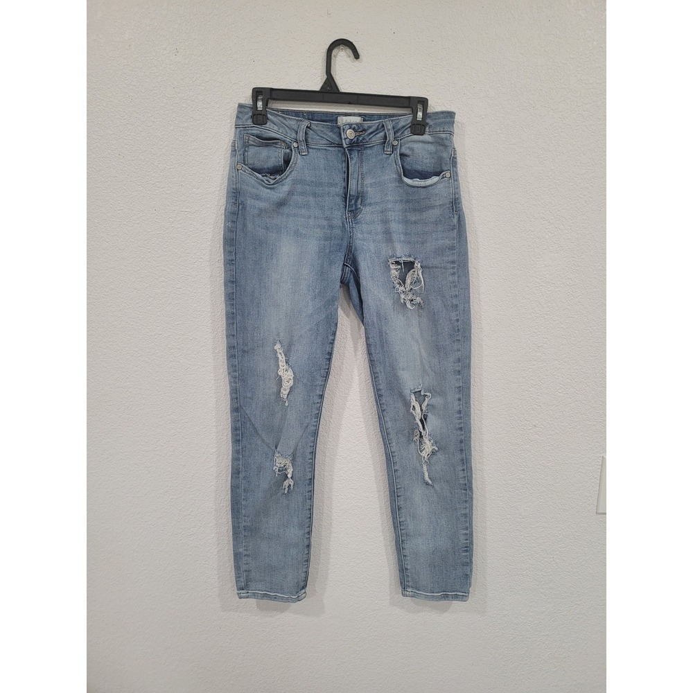 Altar'd State Distressed Skinny Jeans Light Wash Ripped Denim 27 High Rise #8